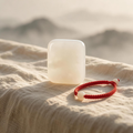 Handmade red string bracelet with jade on linen, Taoist protection jewelry