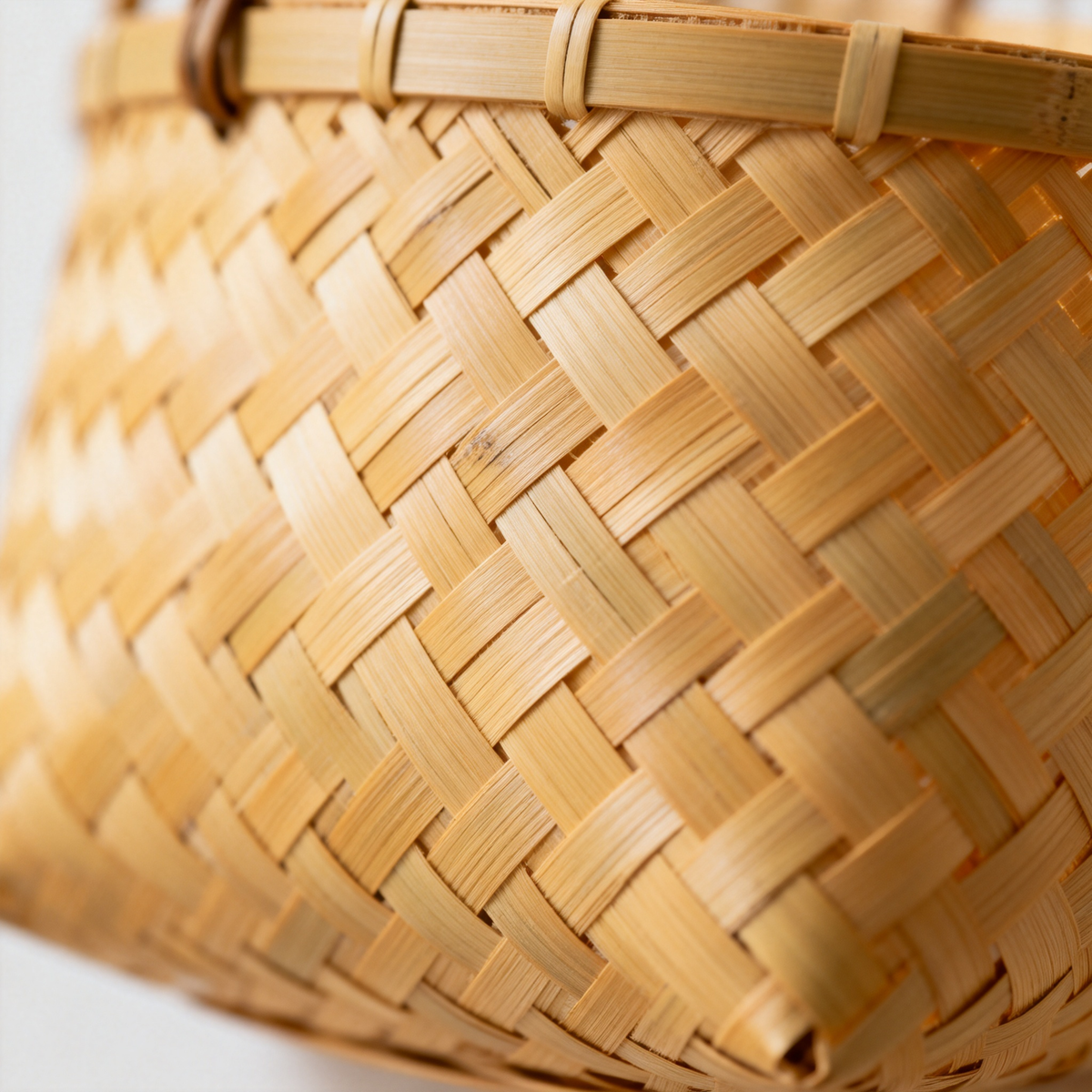 Close-up of bamboo weaving texture with crossed strips